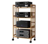 Moderno rack audio in bambù con ripiani regolabili e mensola mobile mobile elegante supporto AV media per armadio stereo e TV