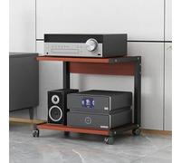 Moderno rack audio mobile con ripiani regolabili e ruote a 2 livelli, supporto audio video con telaio in acciaio Cabine WiFi Router Storage Box AV Rack Gaming Cabinet (marrone, 50 x 40 x 40 cm)