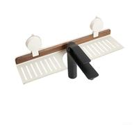 Moderno ripiano per rubinetto del bagno con base a ventosa per contenere gli oggetti essenziali quotidiani, in alluminio antiruggine e legno composito resistente all'acqua (50 cm, bianco)