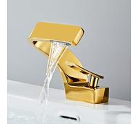 Moderno rubinetto a cascata per il bagno di qualità alberghiera di qualità calda e fredda con costruzione in rame e installazione a foro singolo per valvola in ceramica per una facile finitura in