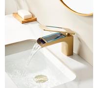 Moderno rubinetto da bagno con display digitale a LED, RF0266 miscelatore monocomando in ottone, design a cascata anticorrosione, elegante rubinetto lavabo per uso domestico