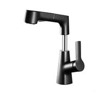 Moderno rubinetto da bagno estraibile con funzione di sollevamento, miscelatore per acqua calda e fredda, tubo estensibile per la pulizia, controllo a maniglia singola, struttura antiruggine (nero)