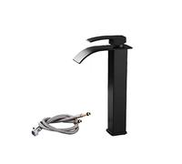 Moderno rubinetto da bagno nero - miscelatore monocomando ad arco alto, finitura opaca, design elegante, 17,2 x 6 x 30 cm, ideale per lavello e lavabo elegante a cascata.