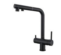 Moderno rubinetto da cucina a 3 funzioni con doccetta estraibile, finitura nera, design ad arco alto, durevole ed elegante, facile installazione, perfetto per uso domestico o ristorante