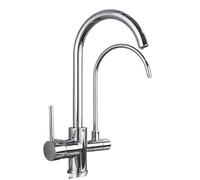 Moderno rubinetto da cucina estraibile con filtro per l'acqua oro/nero/cromato, miscelatore freddo a 2/3 vie, per una soluzione elegante di acqua potabile in cucine contemporanee (beige con puntini)