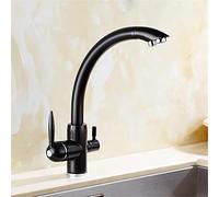 Moderno rubinetto da cucina in ottone a 3 vie con filtro dell'acqua a estrazioneMixer durevoleFacile installazione Elegante finitura nera per lavello da cucina