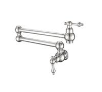 Moderno rubinetto da cucina retrattile a foro singolo in ottone con doppio giunto girevole braccio finitura cromata per cucine contemporanee solo acqua fredda