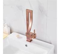 Moderno rubinetto for bagno con maniglia singola foro singolo con beccuccio girevole a 360° miscelatore a cascata in ottone for lavabo da appoggio(Rose gold)