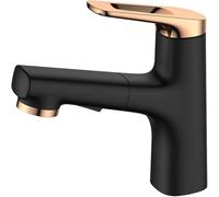 Moderno rubinetto for bagno monoforo con doccetta estraibile beccuccio a 2 vie miscelatore for lavabo in ottone montato sul piano for lavabo(Black Rose Gold)