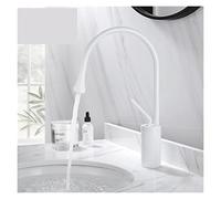 Moderno rubinetto for lavandino in oro spazzolato nero argento a ponte bacino lavabo miscelatore in ottone a freddo for il bagno,Sicuro per l'acqua(White medium)