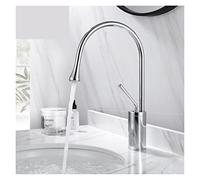 Moderno rubinetto for lavandino in oro spazzolato nero argento a ponte bacino lavabo miscelatore in ottone a freddo for il bagno,Sicuro per l'acqua(Chrome medium)