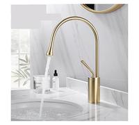Moderno rubinetto for lavandino in oro spazzolato nero argento rubinetto rubinetto a ponte bacino lavabo miscelatore miscelatore in ottone a freddo for il bagno(Brushed gold medium)