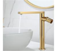 Moderno rubinetto monocomando for lavabo da bagno di lusso in ottone massiccio, con miscelatore for acqua calda fredda(Brushed Gold Tall)