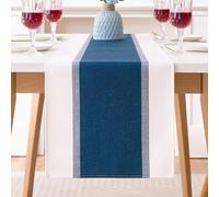 Moderno Runner da Tavolo per Estate Impermeabile Strisce Patchwork Retrò Runner Tavola Blu Navy Stagionale Autunno Cucina Decorazione per Interni, Vacanze, Feste, Matrimoni 40 x 140 cm