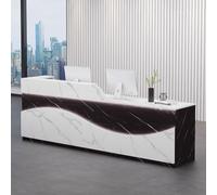 Moderno salone di bellezza reception scrivania con contenitore elegante bianco e nero Receptionist tavolo da banco 1 m compatto ufficio front desk con illuminazione morbida per piccole imprese