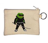 Moderno Samurai Pepe The Frog divertente meme portachiavi portamonete beige