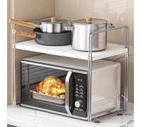 Moderno Scaffale Espandibile In Metallo For Forno A Microonde Da Cucina, Supporto For Microonde Da Banco In Acciaio Inox Bianco, Piccolo Scaffale For Armadietto, Porta Spezie