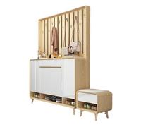 Moderno Scarpiera for porta della casa e appendiabiti integrato armadio divisorio for ingresso soggiorno nuovo armadio in stile cinese con sgabello for cambiare le scarpe Organizzatore(144.6cm)