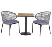 Moderno Set Bistro da Balcone a 2 Posti in Metallo Grigio Palmi