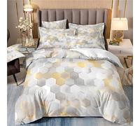 Moderno set copripiumino geometrico viola e nero, per letto queen size, 3 pezzi, per bambini e adolescenti, fresco trapunta a nido d'ape con federe per tutte le stagioni (13, 210 x 210 cm)