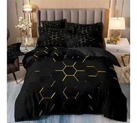 Moderno set copripiumino geometrico viola e nero, per letto queen size, 3 pezzi, per bambini e adolescenti, fresco trapunta a nido d'ape con federe per tutte le stagioni (9, 200 x 200 cm)