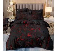 Moderno set copripiumino geometrico viola neon e nero, per letto queen size, 3 pezzi, per bambini e adolescenti, fresco trapunta a nido d'ape con federe per tutte le stagioni (7, 140 x 210 cm)