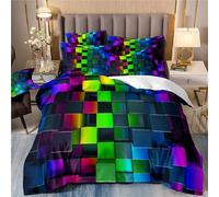 Moderno set copripiumino geometrico viola neon e nero, per letto queen size, 3 pezzi, per bambini e adolescenti, fresco trapunta a nido d'ape con federe per tutte le stagioni (4, 210 x 210 cm)