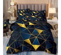 Moderno set copripiumino geometrico viola neon e nero, per letto queen size, 3 pezzi, per bambini e adolescenti, fresco trapunta a nido d'ape con federe per tutte le stagioni (17, 140 x 210 cm)