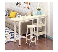 Moderno set da 2 pezzi con 1 sgabello e 2 ripiani portaoggetti, salvaspazio, bancone da cucina per la casa, finitura acero bianco, 140 x 40 x 100 cm