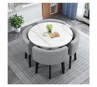 Moderno set da cucina da 5 pezzi con schienale morbido, tavolo rotondo e 4 sedie, ideale per casa, appartamento, caffè o soggiorno, mobili eleganti per bar colazione, disponibile in vari colori