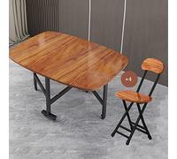 Moderno set da cucina salvaspazio con 4 sedie, ruote universali a 360° e tavolo a ribalta marrone, 100 x 60 cm