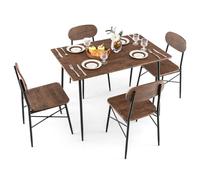 Moderno set da pranzo da 5 pezzi con schienale curvo e cuscinetti antiscivolo, struttura in metallo, tavolo e sedie per casa, sala da pranzo o bistrot