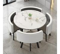 Moderno set da pranzo da 5 pezzi con tavolo rotondo, ideale per ufficio familiare e sala conferenze, 80 cm di diametro, tavolo con quattro sedie, elegante e funzionale set di mobili