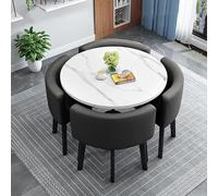 Moderno set da pranzo per 4 persone, con tavolo rotondo per sala conferenze e sedie, piccolo tavolo rotondo per sala da pranzo per tavolo da cucina a 4 cerchi, 49 x 90 x 75 cm