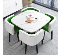 Moderno set da pranzo per ufficio, sala ricevimenti, club, 5 pezzi, con tavolo negoziale e sedie, quadrato, piccolo, sala conferenze, caffè, cucina, tavolo da pranzo, colore verde