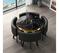 Moderno set da pranzo rotondo a 4 posti con sedie, tavolo da cucina e sedie da 90 cm, per un'esperienza di pranzo semplice ed elegante a casa