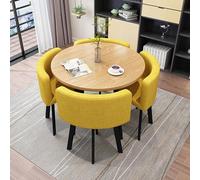 Moderno set da pranzo rotondo con tavolo e sedie per 4 persone, perfetto per piccoli spazi, ideale per cucina, ufficio o soggiorno, elegante tavolino e sedia combinato per pranzare o rilassarsi sul