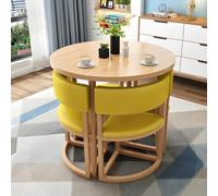 Moderno set da pranzo salvaspazio da 4 pezzi per soggiorno, cucina, sala conferenze, tavolo rotondo e sedie, design a basso profilo, soluzione di mobili compatta ed elegante, ideale per piccoli spazi