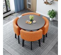 Moderno set da tavola rotondo/quadrato con 4 sedie da 80 cm, tavolo da conferenza per cucina e reception, elegante legno per sala da pranzo