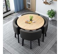 Moderno set da tavola rotondo/quadrato da 80 cm con 4 sedie - Elegante tavola in legno per conferenze e sedie per cucina e sala da pranzo