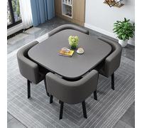 Moderno set da tavola rotondo/quadrato da 80 cm, con 4 sedie - Elegante tavola in legno per cucina e conferenze per uso domestico e sala da pranzo