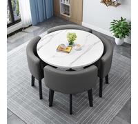 Moderno set da tavolo rotondo/quadrato da 80 cm con 4 sedie - Elegante tavola in legno per conferenze e reception per cucina, sala da pranzo e uso ufficio