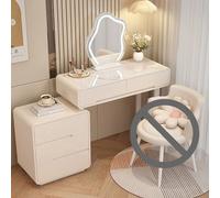 Moderno set da toeletta 3 in 1 con luci a LED, specchio e sedia, elegante tavolo da toeletta bianco con cassetti, scrivania per trucco per camera da letto, da donna