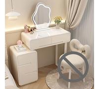 Moderno set da toeletta 3 in 1 con specchio LED e sedia, design salvaspazio, finitura bianca lucida con cassetti, perfetto per camera da letto da donna.