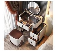 Moderno set da toeletta con specchio e luci LED, sedia e cassetti e armadietto portaoggetti alto 70 cm, elegante tavolo da trucco per camera da letto e spogliatoio