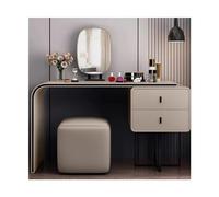 Moderno set da toeletta di lusso con specchio e sgabello, tavolo da trucco per la casa, mobili per camera da letto per ragazze, finitura champagne, scrivania da 80 cm