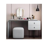 Moderno set da toeletta di lusso con specchio e sgabello, toeletta per la casa, mobili per camera da letto per ragazze, beige, 100 cm con specchio