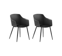 Moderno Set di 2 Sedie in Plastica Nera e Gambe in Metallo Nero Fonda