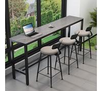 Moderno set di 3 pezzi con tavolo alto da bar con sedie, rettangolare stretto, console per pub, soggiorno, sala da pranzo, caffetteria, elegante set di mobili da bar (200 x 40 x 105)