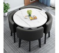 Moderno set di 5 pezzi bianco tavolo da pranzo con 4 sedie salvaspazio, elegante cucina colazione bar & ufficio conferenze mobili per sala da pranzo e riunioni